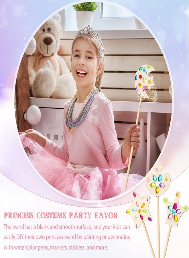 Roowest 24 Pcs Wood Princess Wands Make Your Own Fairy Wands Making Kit Unfinished Wooden DIY Princess Craft Magic Sticks for Girls - Image 4